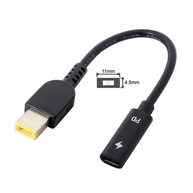 Alt view image 2 of 5 - Type C USB-C to Rectangle 11.0x4.5mm Power Plug PD Emulator Trigger Charge Cable for ThinkPad X1 Carbon