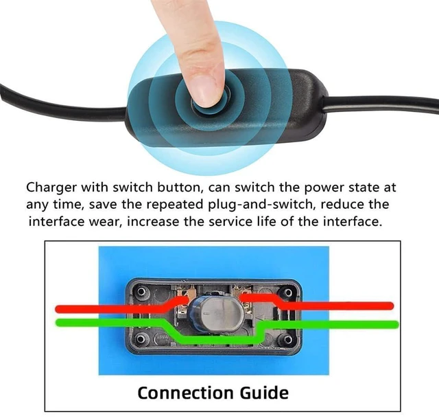 Alt view image 5 of 7 - Xiwai Interruptor 303 Inline On-Off Switch DPST, Black Button