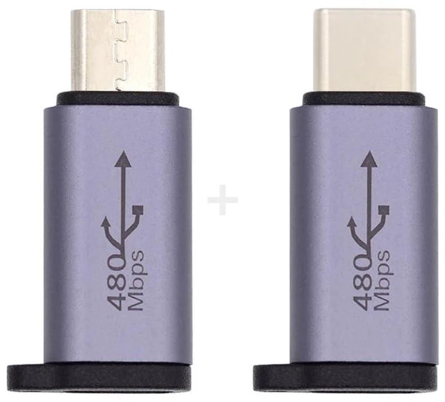 Main image of xiwai 2pcs/lot Micro USB Type-C USB-C Male to USB2.0 8P Female Power 480Mbps Data Adapter with Chain Holes