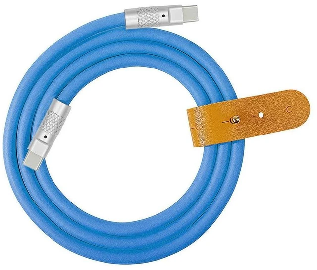 Main image of xiwai 120W Power Type C USB-C to USB-C Liquid Silicone Ultra Soft USB2.0 Data Blue Cable Fast Charge for Laptop Tablet Phone 2M