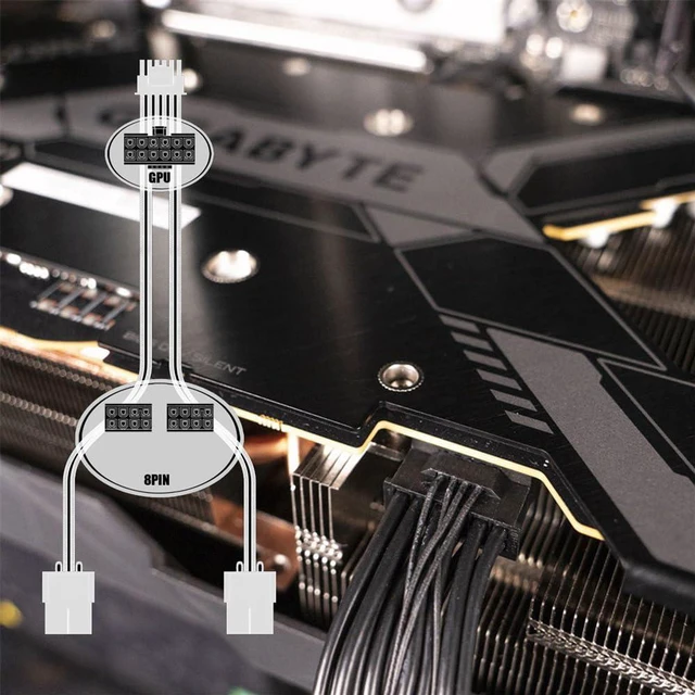 Alt view image 4 of 7 - xiwai Dual ATX 8Pin to 12VHPWR ATX3.0 PCI-E 5.0 Power Modular Cable for 3080 3090TI PSU 16Pin 12+4P Graphics Card