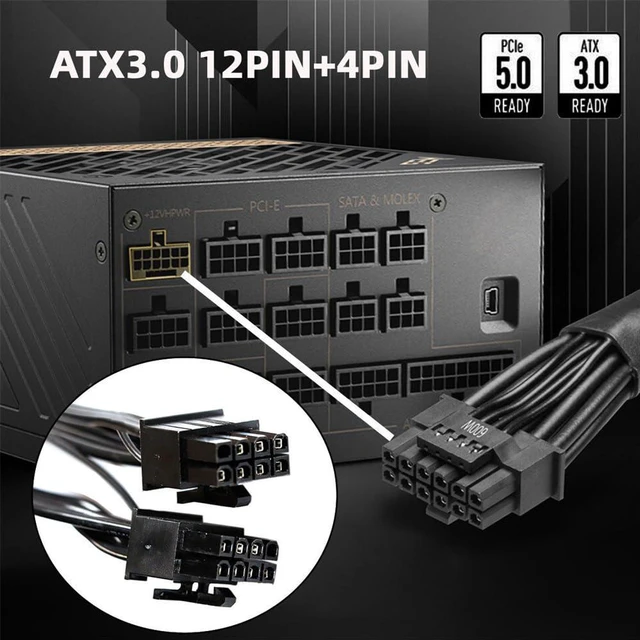 Alt view image 6 of 7 - xiwai Dual ATX 8Pin to 12VHPWR ATX3.0 PCI-E 5.0 Power Modular Cable for 3080 3090TI PSU 16Pin 12+4P Graphics Card