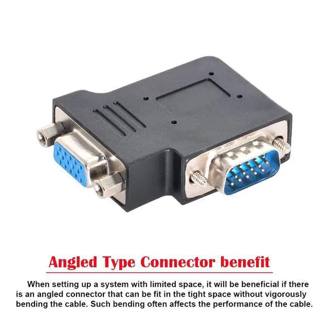 Alt view image 2 of 7 - VGA Connectors,VGA SVGA D-Sub HDB15Pin Male to Female 90 Degree Left Angled Gender Changer Video Graphics Array Connector Adapter for Monitor/Projector/Graphics