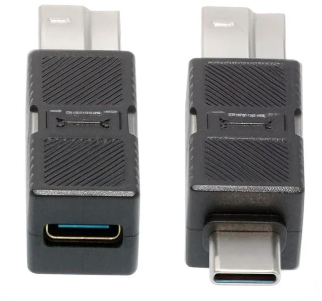 Main image of xiwai 2 Pack USB 3.0 Type-B Male to USB3.0 USB-C Male Female Printer Adapter Kit Data Extension Converter Plug 5Gbps for Disk SSD Camera Black