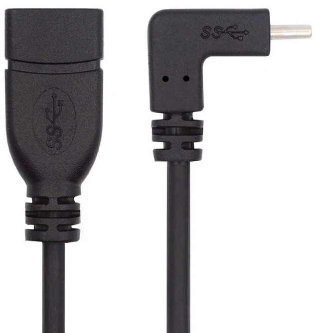 Alt view image 2 of 7 - xiwai 90 Degree USB-C Type-C USB 3.1 Male to USB 3.0-A Female Adapter 10Gbps OTG Data Power Cable 20cm Up Down Angled