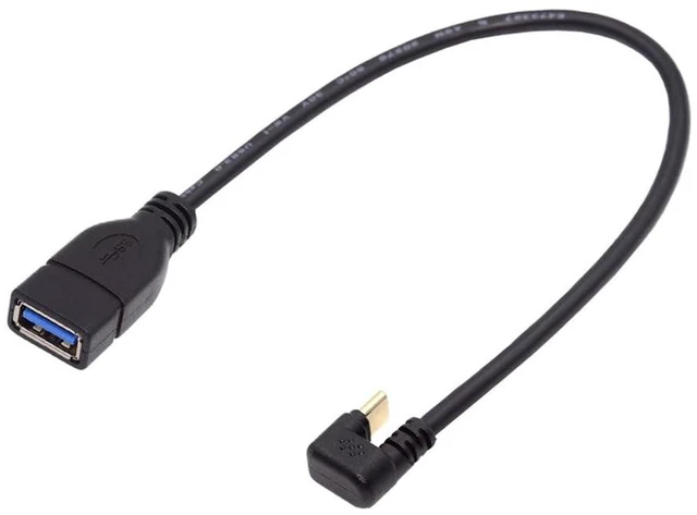 Alt view image 2 of 7 - xiwai 90 Degree USB-C Type-C USB 3.1 Male to USB 3.0-A Female Adapter 10Gbps OTG Data Power Cable 30cm Opposite U Shape Back Angled