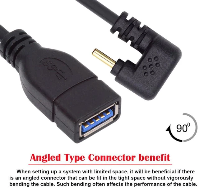 Alt view image 6 of 7 - xiwai 90 Degree USB-C Type-C USB 3.1 Male to USB 3.0-A Female Adapter 10Gbps OTG Data Power Cable 30cm Opposite U Shape Back Angled