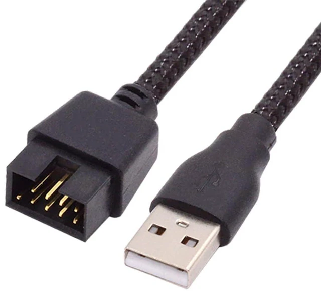 Main image of xiwai Single USB 2.0 Male Type-A to Motherboard Internal 9Pin 10Pin Male Header Cable Extension Cord with Sleeve 20cm, Stretch-Proof