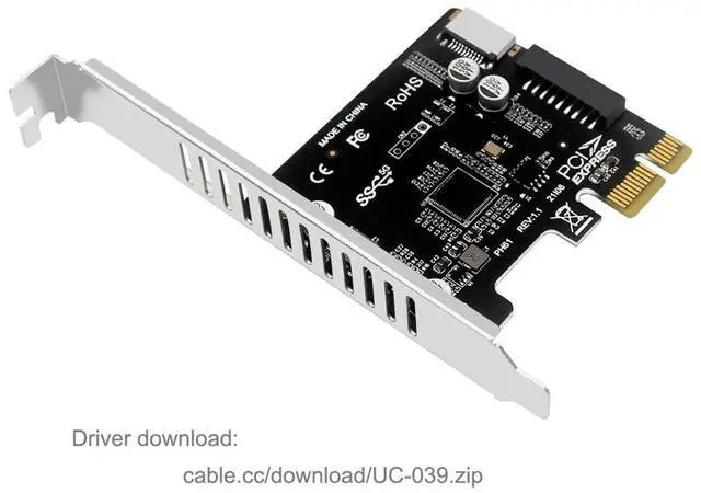 Alt view image 2 of 7 - xiwai 5Gbps Type-E USB 3.1 Front Panel Socket & USB 2.0 to PCI-E 1X Express Card VL805 Adapter for Motherboard