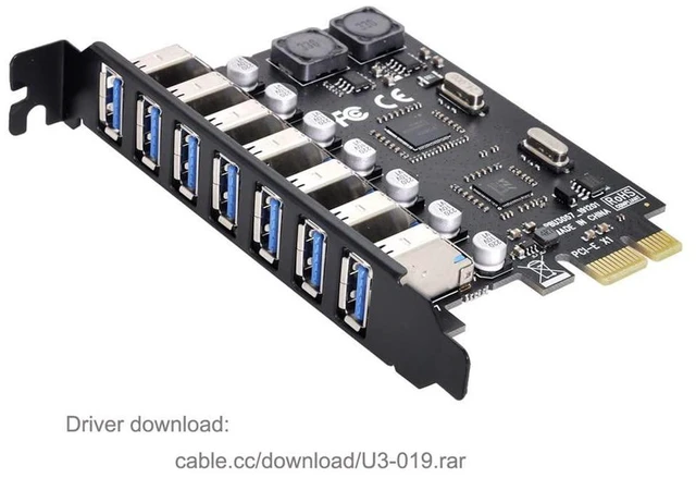 Alt view image 2 of 7 - xiwai 7 Ports PCI-E to USB 3.0 HUB PCI Express Expansion Card Adapter 5Gbps for Motherboard