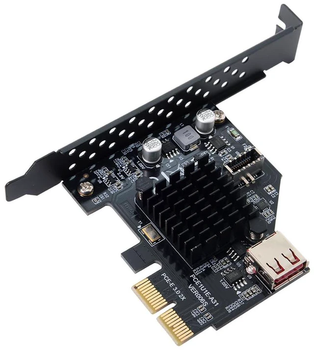 Alt view image 7 of 7 - xiwai USB 3.1 Front Panel Socket USB 2.0 to PCI-E Express Adapter Card for Motherboard Black