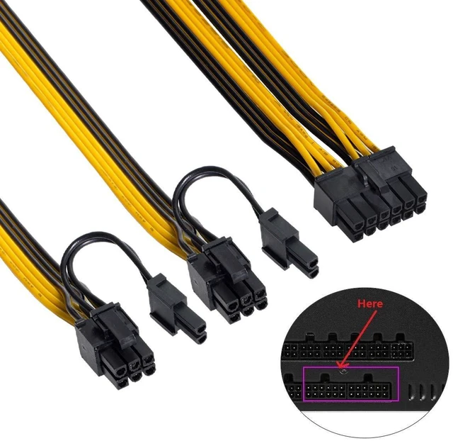 Alt view image 5 of 6 - xiwai Modular Power Supply ATX 12Pin to Dual 8Pin & 6Pin Splitter Cable for GPU Graphics Card 3080 3090 AX850 AX750 AX650