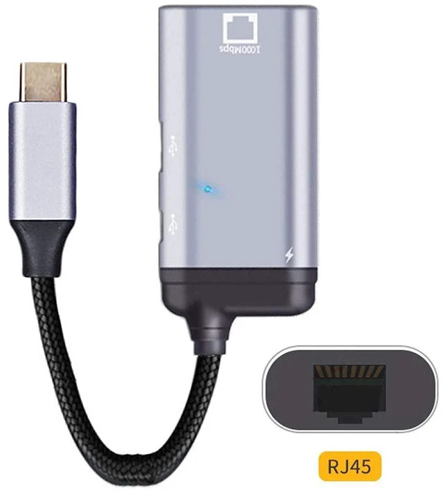 Alt view image 2 of 7 - xiwai USB-C Type-C USB3.1 to 1000Mbps Gigabit Ethernet Network LAN Adapter with Female PD Power Port