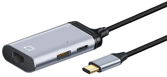 Alt view image 4 of 7 - xiwai USB-C Type-C USB3.1 to 1000Mbps Gigabit Ethernet Network LAN Adapter with Female PD Power Port