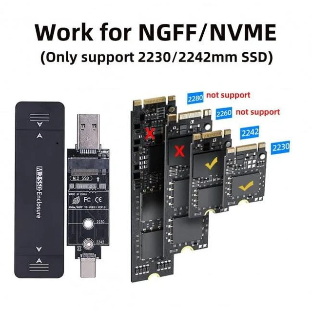 Alt view image 5 of 7 - xiwai Type-C USB3.0 to Combo NVME M-Key M.2 NGFF SATA SSD PCBA Case 2230/2242mm Adapter RTL9210B Chipset