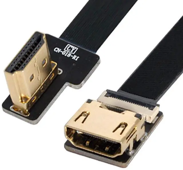 Main image of CYFPV HDMI Male to Female FPC Flat Extension Cable for Camera HDTV Multicopter Aerial Photography 90 Degree Left Angled 20CM