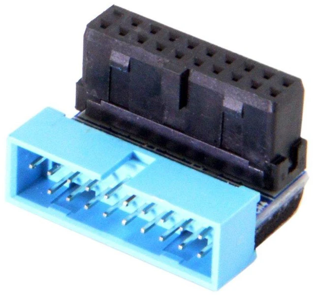 Main image of JSER USB 3.0 20pin Male to Female Extension Adapter Down Angled 90 Degree Compatible for Motherboard Mainboard