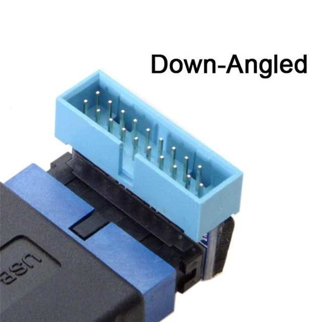 Alt view image 5 of 7 - JSER USB 3.0 20pin Male to Female Extension Adapter Down Angled 90 Degree Compatible for Motherboard Mainboard