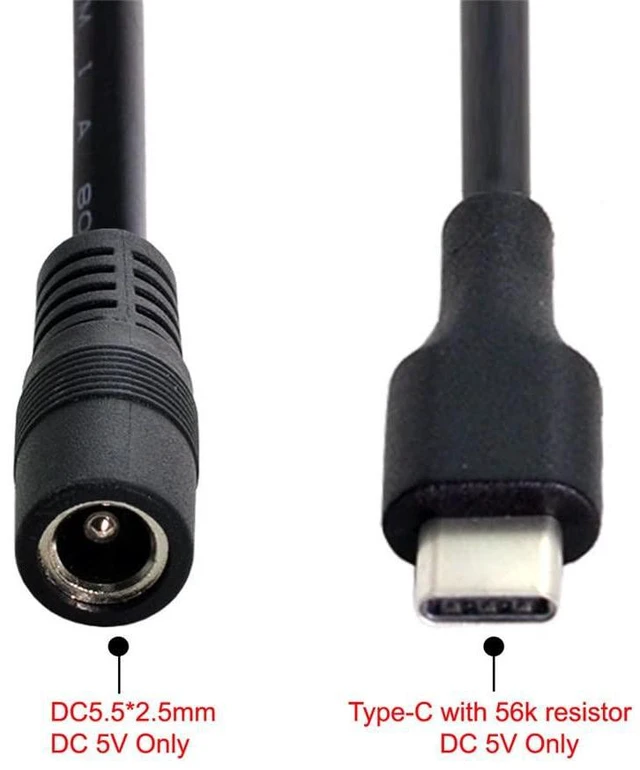Alt view image 3 of 7 - JSER USB 3.1 Type C USB-C to DC 5.5x2.5mm Power Jack Extension Charge Cable DC 5V 10cm