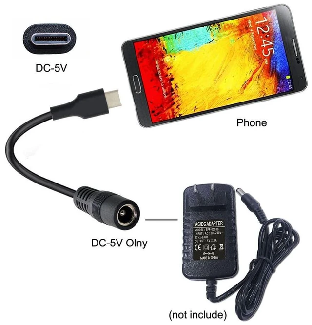 Alt view image 7 of 7 - JSER USB 3.1 Type C USB-C to DC 5.5x2.5mm Power Jack Extension Charge Cable DC 5V 10cm