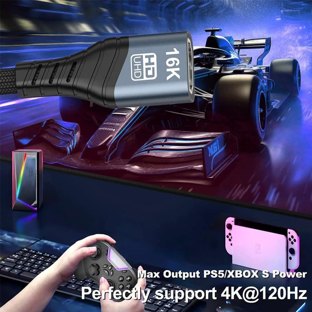 Alt view image 7 of 7 - xiwai HDMI 2.2 Version Type-A Male to HDMI Female Extension HDTV Cable 1M 16K 8K UHD High Speed 96Gbps for HDTV Desktop Laptop Monitor