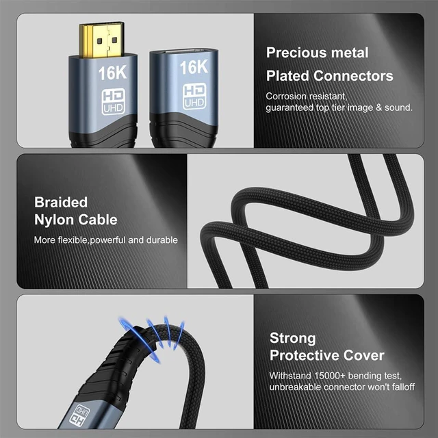 Alt view image 2 of 7 - xiwai HDMI 2.2 Version Type-A Male to HDMI Female Extension HDTV Cable 0.5M 16K 8K UHD High Speed 96Gbps for HDTV Desktop Laptop Monitor