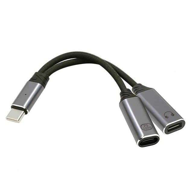 Main image of xiwai USB-C Type-C Male to 8P Female Audio Adapter DAC AUX Music 16bit 48kHz & 100W PD Power Charging Cable for Laptop Tablet Phone More Type C Devices
