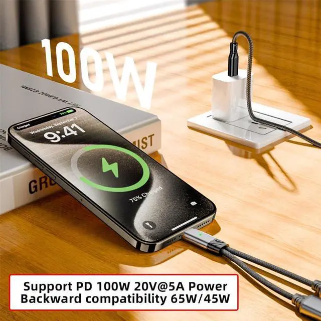 Alt view image 3 of 7 - USB-C to 100W PD Power +8P Female Audio DAC AUX Music 16bit 48kHz Cable for Laptop Tablet Phone