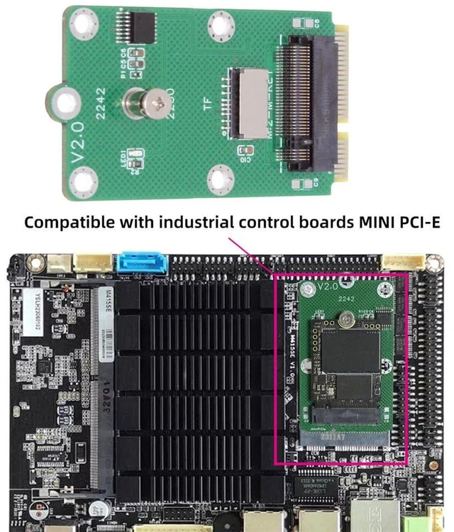 Alt view image 2 of 7 - xiwai Mini PCI-E Riser Card Slot to TF Card USB2.0 & M.2 NGFF NVME Key-M SSD Adapter Compatible with NAS Industrial Control Motherboard