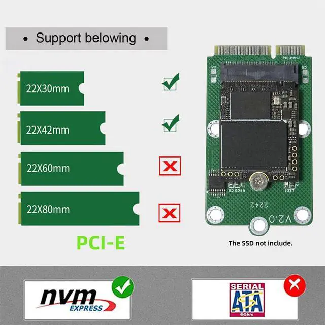 Alt view image 5 of 7 - xiwai Mini PCI-E Riser Card Slot to TF Card USB2.0 & M.2 NGFF NVME Key-M SSD Adapter Compatible with NAS Industrial Control Motherboard
