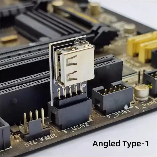 Alt view image 7 of 7 - 3pcs/Set Motherboard 9Pin/10Pin Front Panel Header Female to Single USB 2.0 Female Adapter Vertical Angled Type 90 Degree