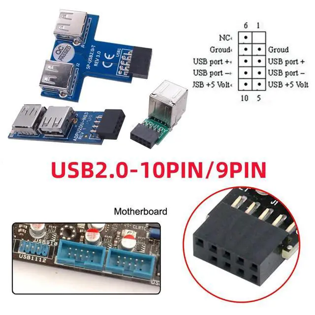 Alt view image 4 of 7 - 3pcs/Set Motherboard 9Pin USB2.0 Front Panel Header Female to Dual USB Female Adapter Vertical Horizontal Type