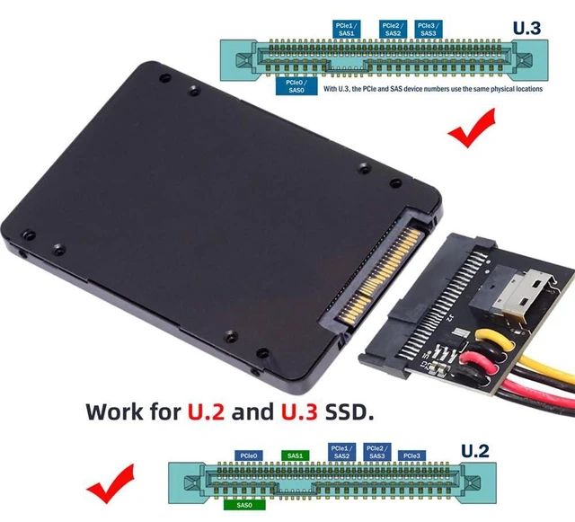 Alt view image 6 of 7 - xiwai Slimline SFF-8654 Female Host to SFF-8639 U.2 U.3 NVME PCIe Adapter PCI-Express SSD for Mainboard