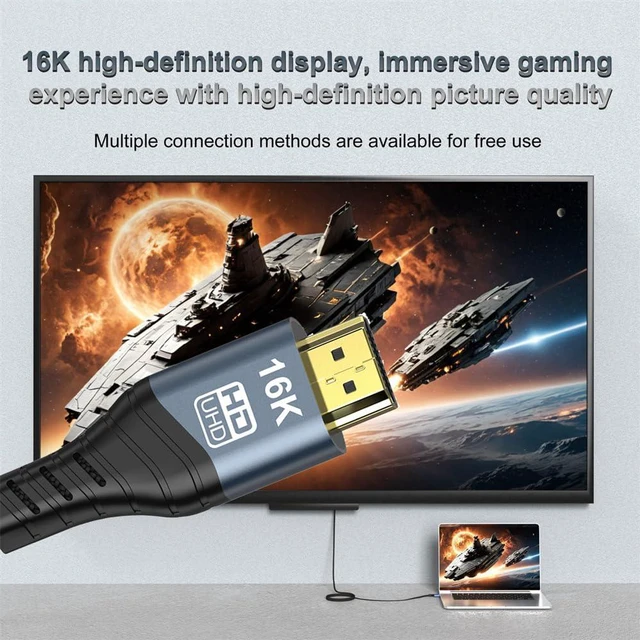 Alt view image 6 of 7 - xiwai HDMI 2.2 Version Type-A Male to HDMI Female Extension HDTV Cable 1M 16K 8K UHD High Speed 96Gbps for HDTV Desktop Laptop Monitor