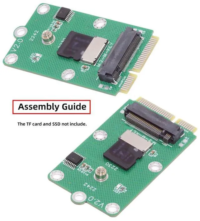 Alt view image 7 of 7 - xiwai Mini PCI-E Riser Card Slot to TF Card USB2.0 & M.2 NGFF NVME Key-M SSD Adapter Compatible with NAS Industrial Control Motherboard