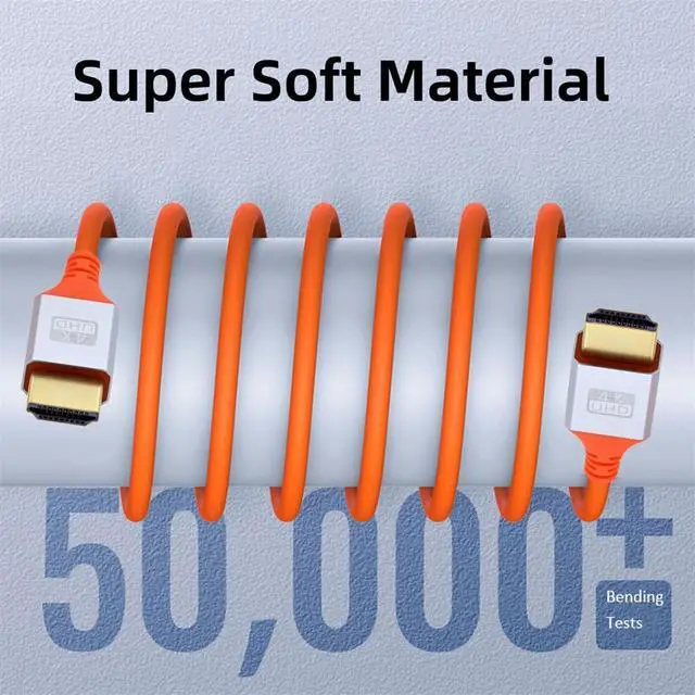 Alt view image 7 of 7 - Ultra Soft High 4K HDMI to Standard HDMI Flex HDTV Cable Hyper Super Flexible Cord High Speed Type-A Male to Male for Computer HDTV 50cm