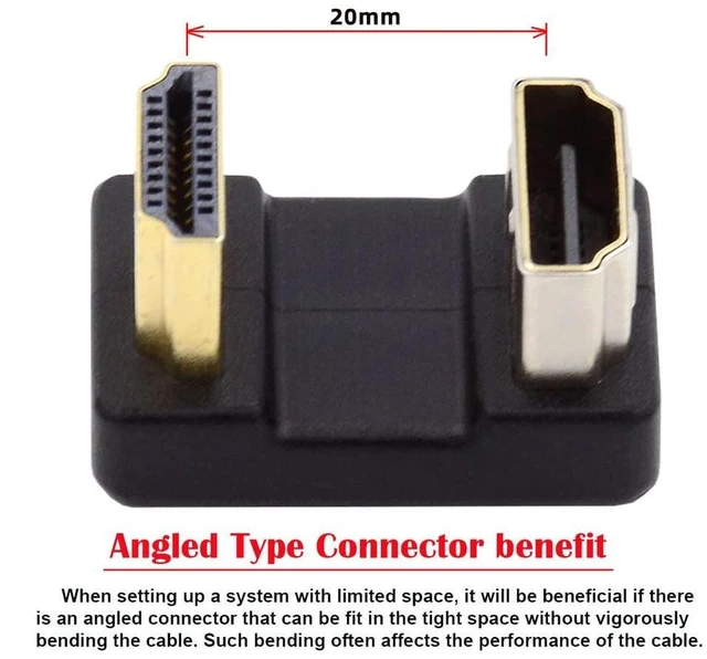 Alt view image 5 of 7 - xiwai 4K Standard HDMI 1.4 Converter, Port Savers Up 360 Degree Opposite U Shape Back Angled Male Type-A to HDMI Female Extension Adapter