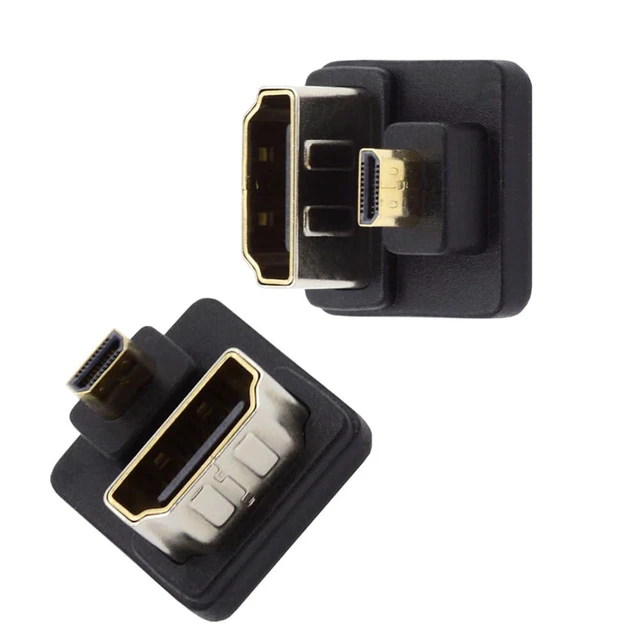 Main image of Xiwai 2pcs/lot Micro HDMI 1.4 Male Type-D to HDMI Female Up & Down Port Saver 360 Degree Opposite U Shape Back Angled Extension Adapter Coupler Connector