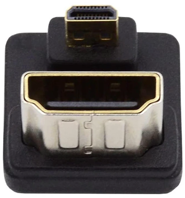 Main image of xiwai 4K Port Savers Micro HDMI 1.4 Male Type-D to HDMI Female Up Opposite U Shape Back Angled 360 Degree Extension Adapter