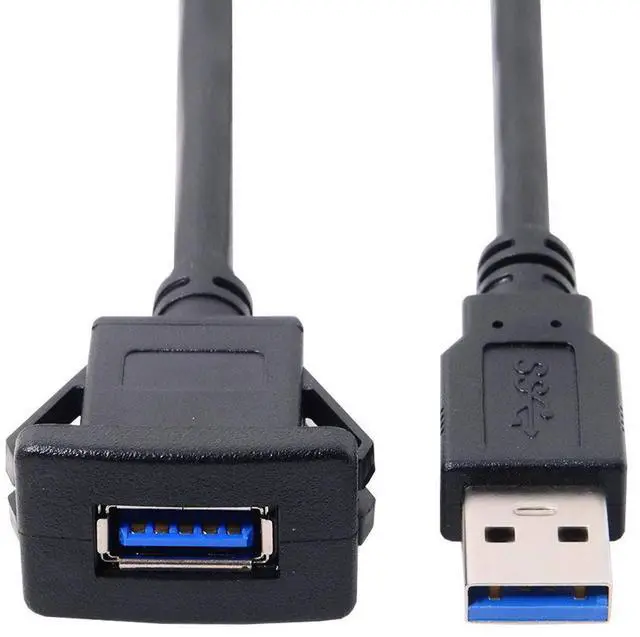 Alt view image 3 of 6 - 1m Waterproof USB 3.0 Extension Latch Mount Car AUX Cable for Dashboard Panel (Single USB 3.0)