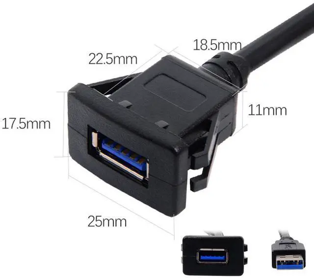 Alt view image 5 of 6 - 1m Waterproof USB 3.0 Extension Latch Mount Car AUX Cable for Dashboard Panel (Single USB 3.0)