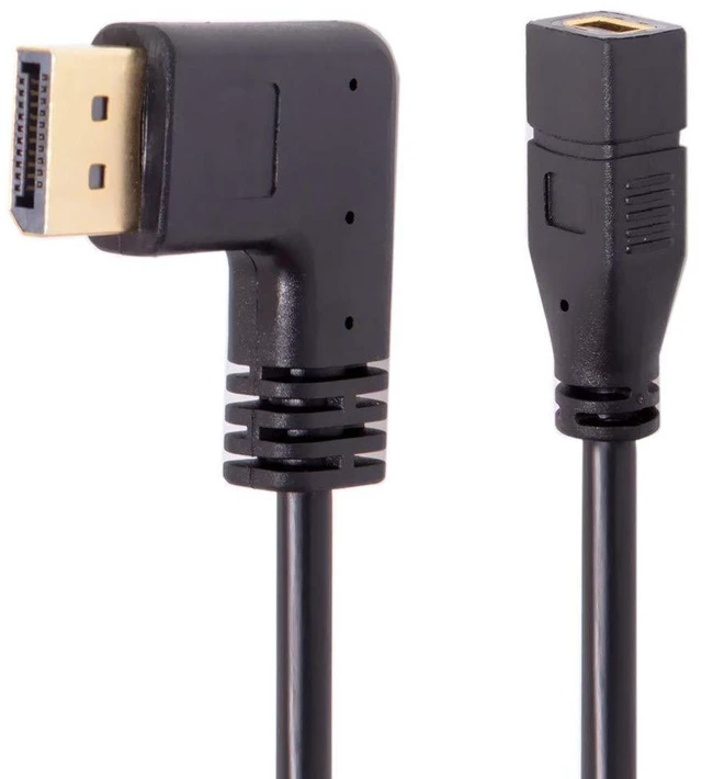 Main image of JSER Left Angled DP DisplayPort 90 Degree to Mini DP DisplayPort Female Cable for Displays Monitors