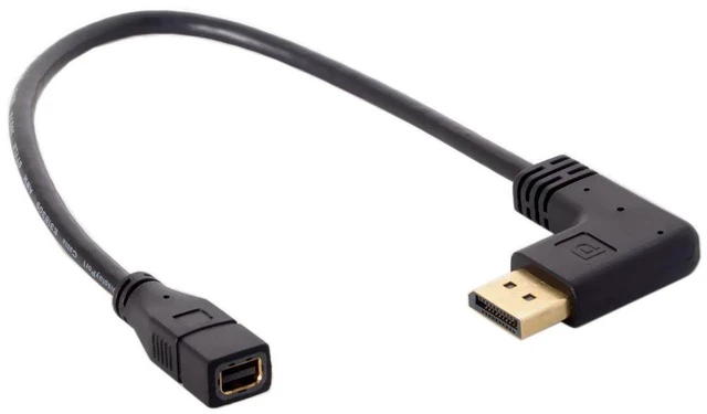 Alt view image 2 of 7 - JSER Left Angled DP DisplayPort 90 Degree to Mini DP DisplayPort Female Cable for Displays Monitors