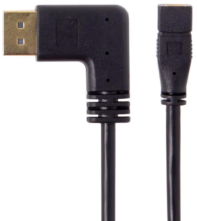 Alt view image 3 of 7 - JSER Left Angled DP DisplayPort 90 Degree to Mini DP DisplayPort Female Cable for Displays Monitors