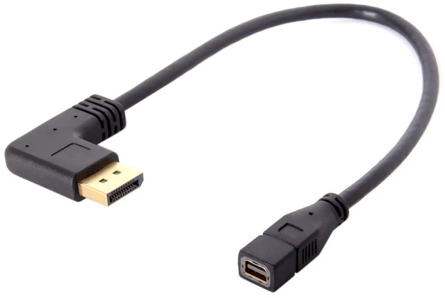 Alt view image 6 of 7 - JSER Left Angled DP DisplayPort 90 Degree to Mini DP DisplayPort Female Cable for Displays Monitors