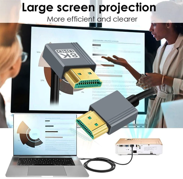 Alt view image 7 of 7 - xiwai Up Angled HDMI 8K to HDMI 2.1 Ultra Soft High Flex HDTV Cable 50cm Type-A Male to Male Hyper Super Flexible Cord 90 Degree High Speed for Computer HDTV