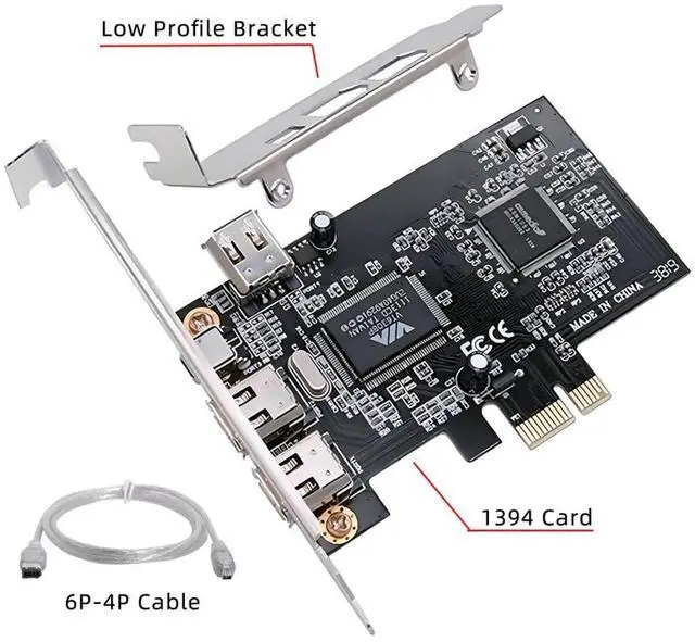 Alt view image 5 of 7 - 400Mbps PCI-E 1X 4X 16X to 4 Ports Firewire 400 Capture Card IEEE 1394a PCI Express Card 6Pin and 4Pin IEEE-1394 Adapter