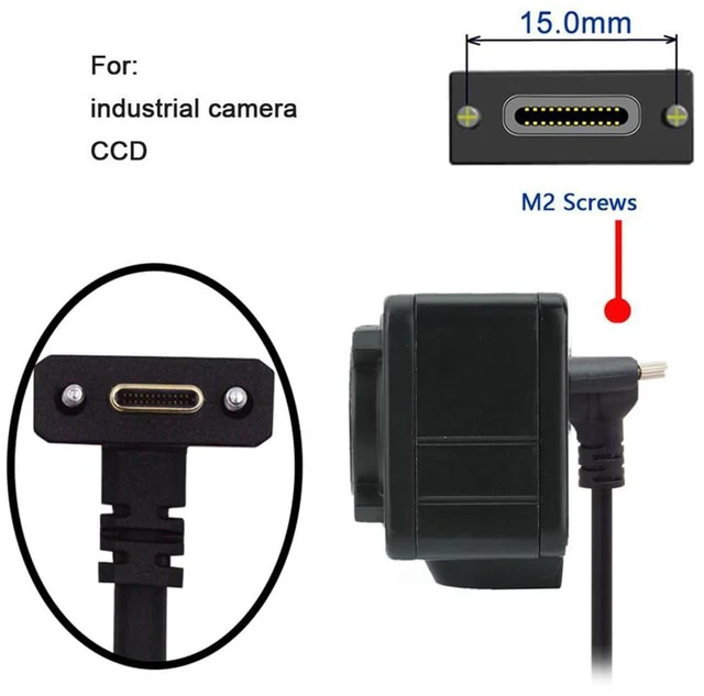 Alt view image 3 of 7 - xiwai USB 3.1 Extension Cable Type-C Male to Panel Mount USB-C Dual Thumbscrew Locking Vertical 90 Degree Up Down Angled 10Gbps Data Cord for Hard Drive Monitor 1.0m