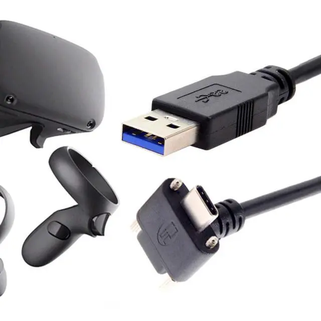 Alt view image 4 of 7 - Fit for Quest Link VR USB 3.1 Type-C Dual Screw Locking to Standard USB3.0 Data Cable (500cm)