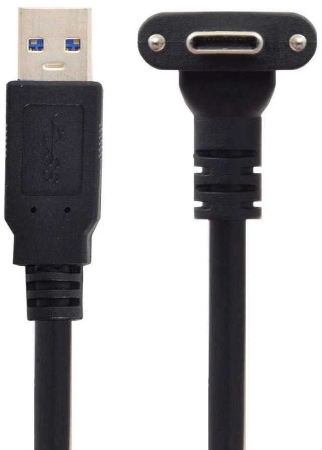 Main image of xiwai 8.0M Down Up Angled USB 3.1 Type-C Dual Screw Locking to USB3.0 Data GL3523 Repeater Cable 90 Degree for Camera Quest Link